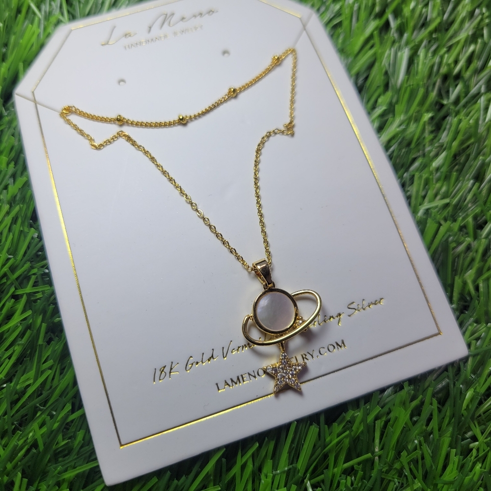 Saturn & Star Double Layer Necklace